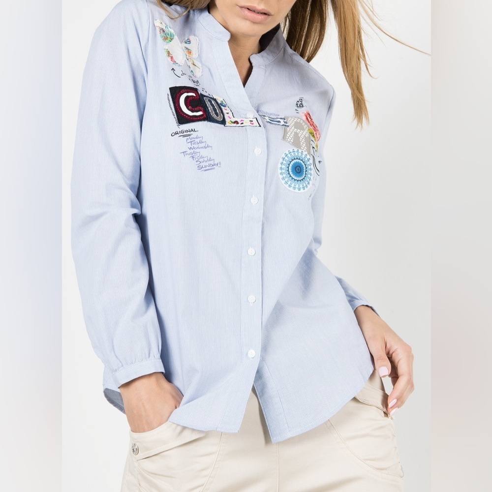 Desigual Cotton Shirt “Color Me” Embroidered top